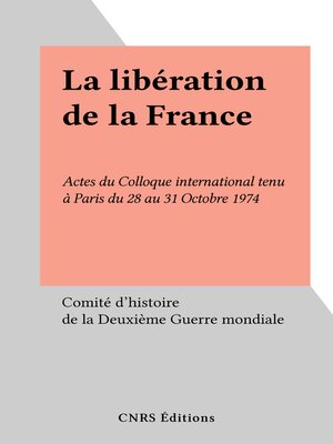 cover image of La libération de la France